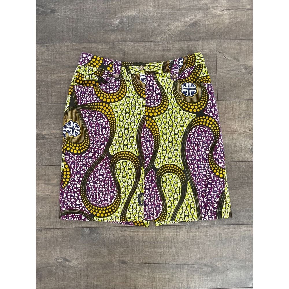 J McLaughlin Women's‎ Mini Skirt Size 6 African Print Boho Ethnic 100% Cotton